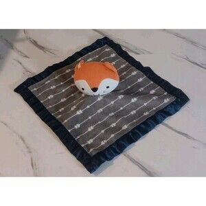 Parents Choice Fox Security Blanket Navy Blue Orange Arrow Baby Plush Satin Love